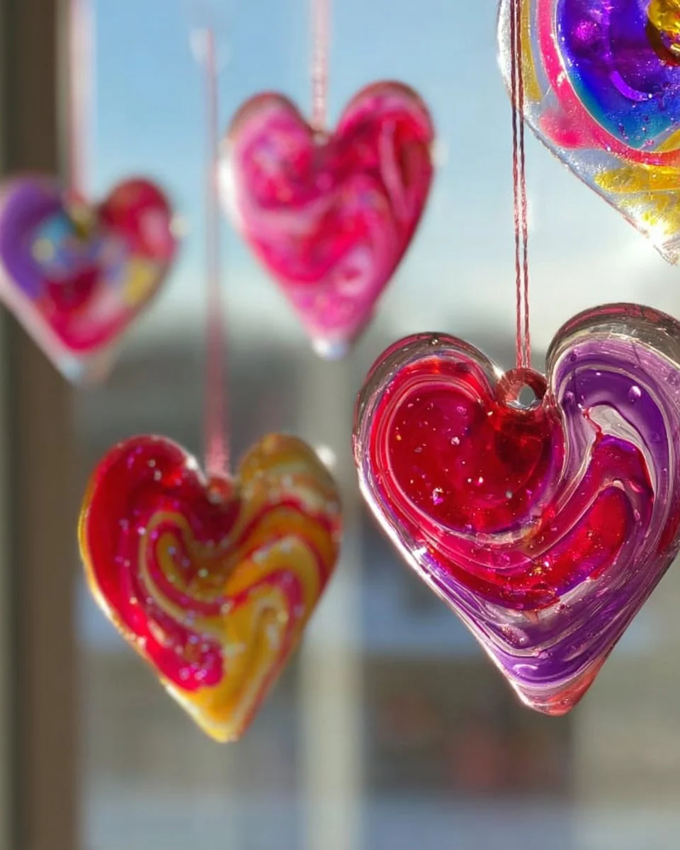 No-Curl Swirled Heart Suncatchers