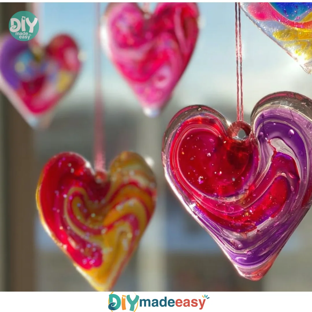 No-Curl Swirled Heart Suncatchers