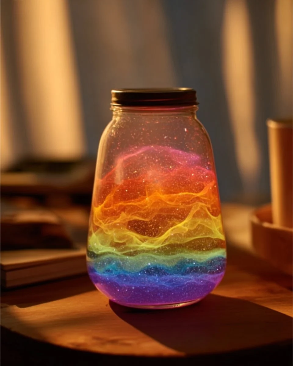 Rainbow Lava Lamp in a Jar