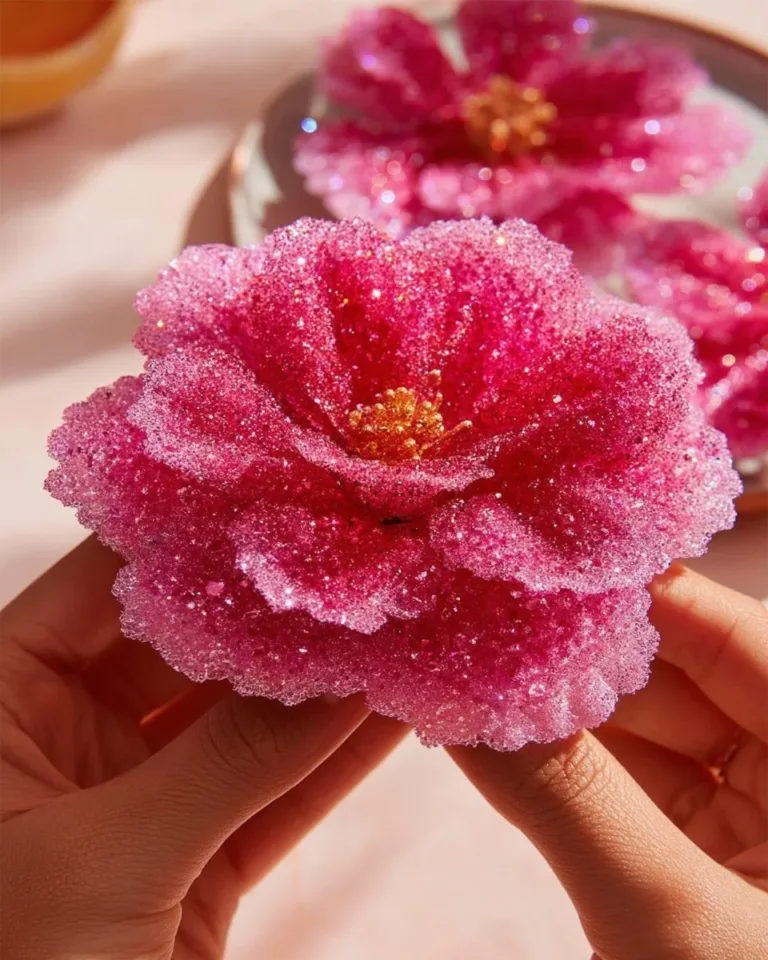 Beautiful crystal growing flower crafted through a unique crystallization process.