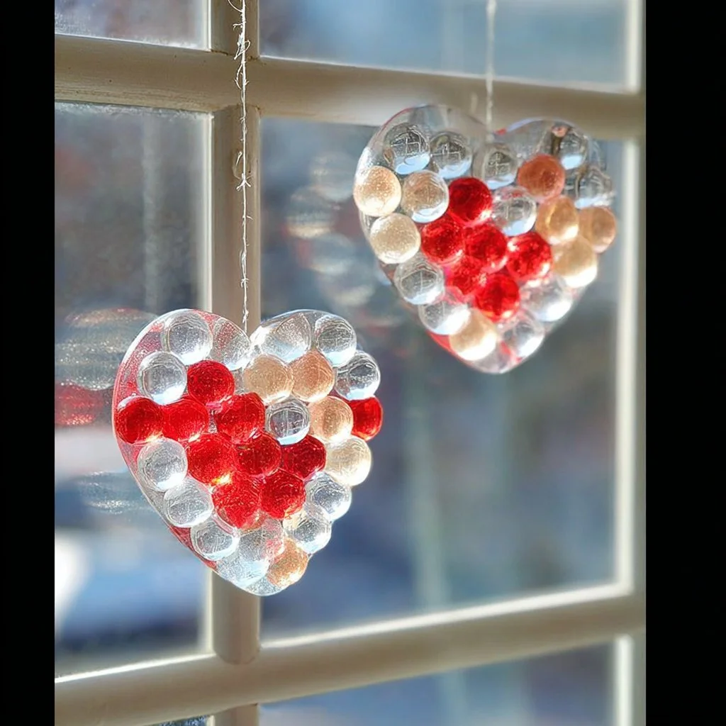 DIY Glass Bead Heart Suncatcher