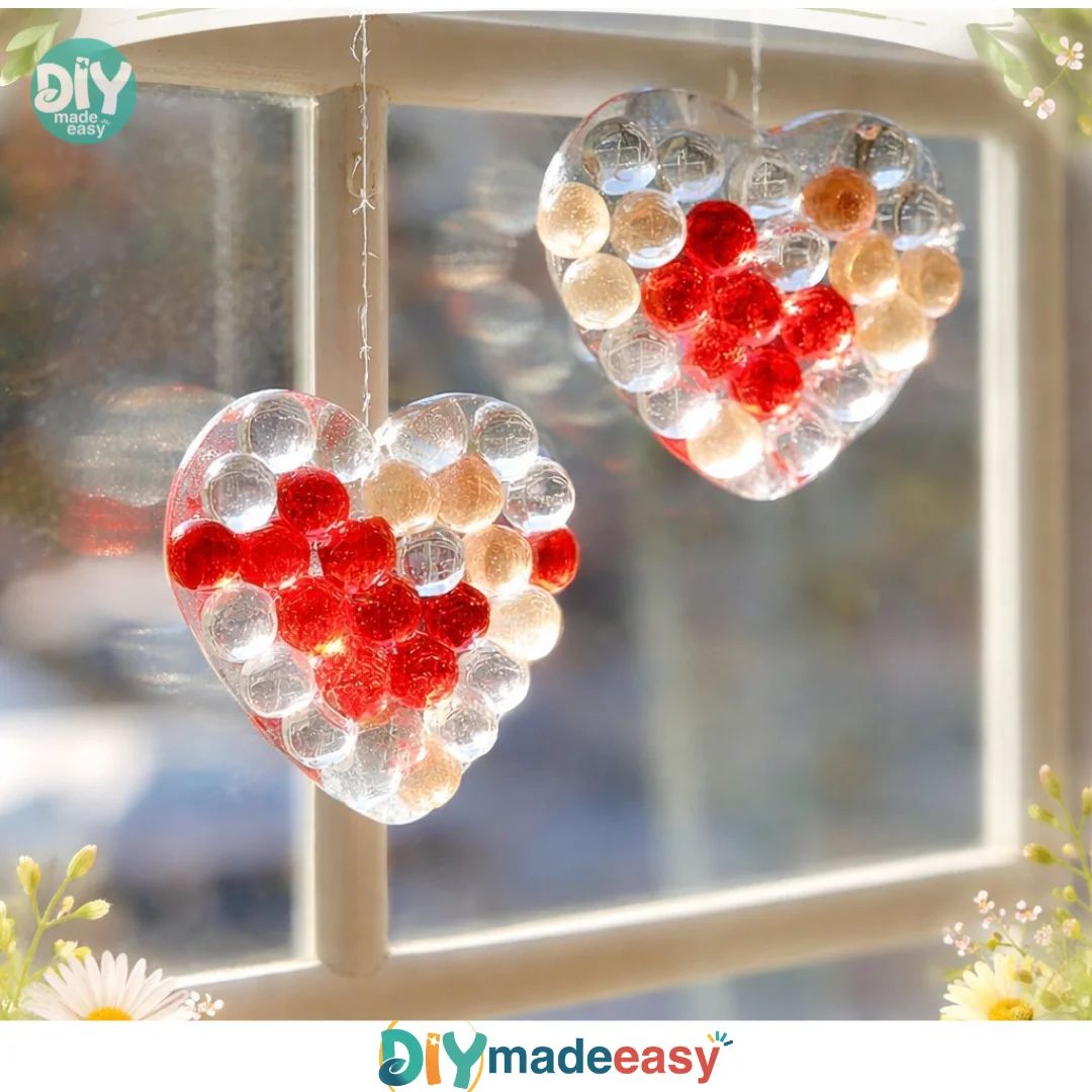DIY Glass Bead Heart Suncatcher