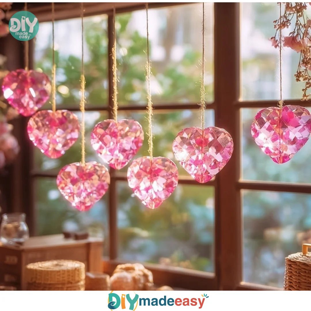 Pink Crystal Heart Ornaments