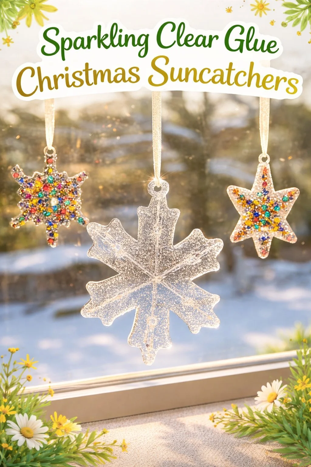 Sparkling Clear Glue Christmas Suncatchers