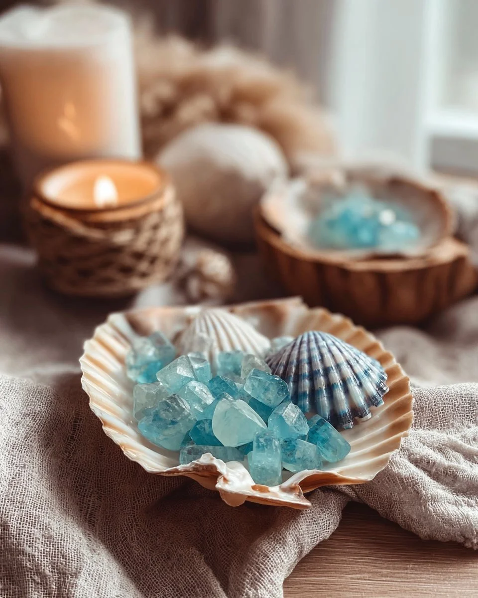 Turquoise Crystal Seashells