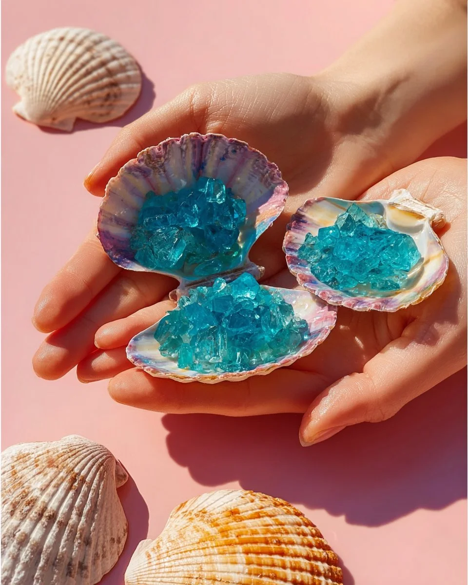 Turquoise Crystal Seashells