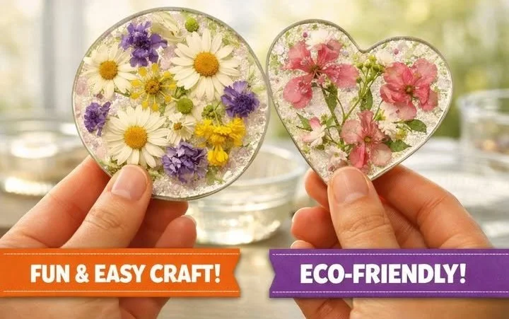 Beautiful Bioplastic Suncatchers with Natural Flowers