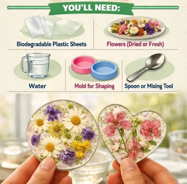 Beautiful Bioplastic Suncatchers with Natural Flowers