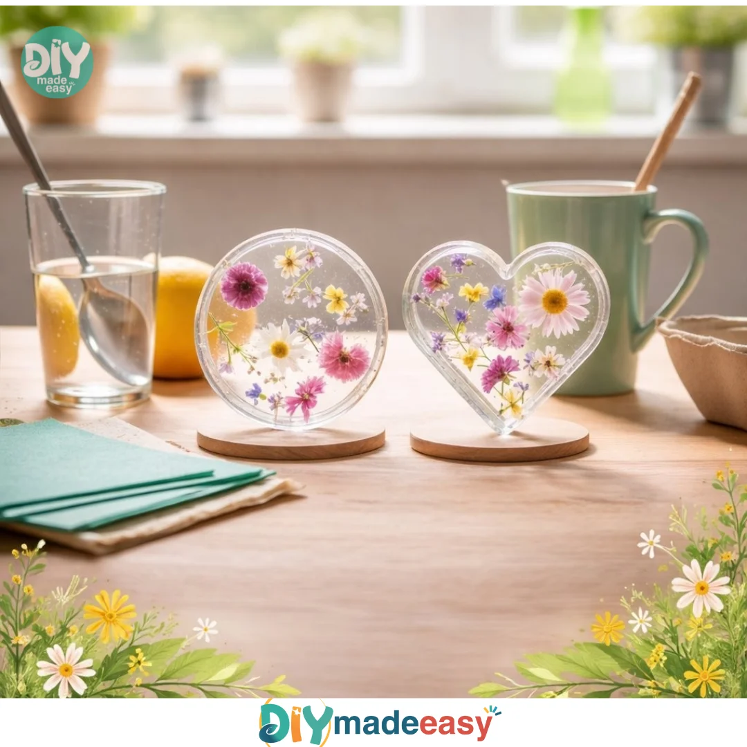 Beautiful Bioplastic Suncatchers with Natural Flowers