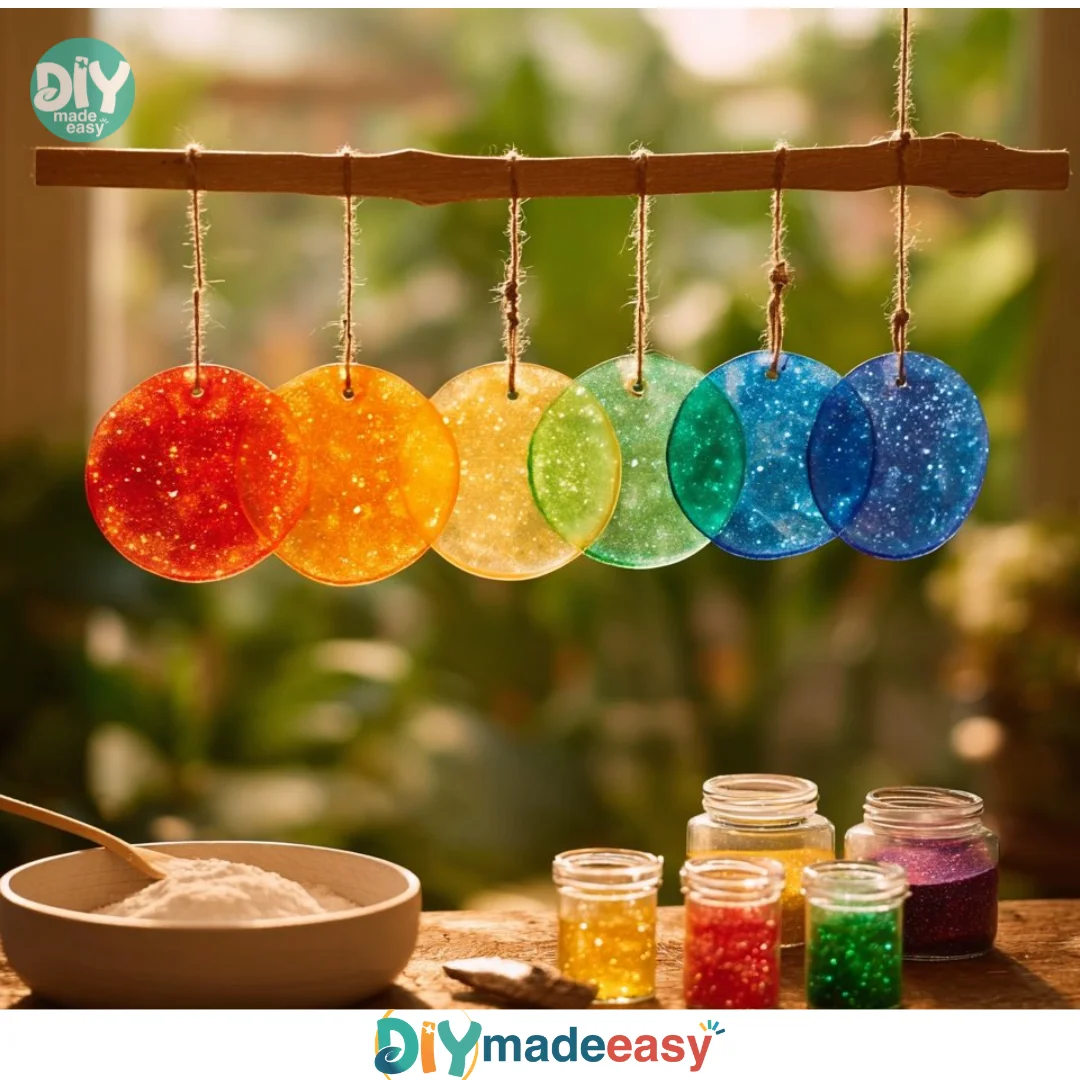Cornstarch Rainbow Suncatchers