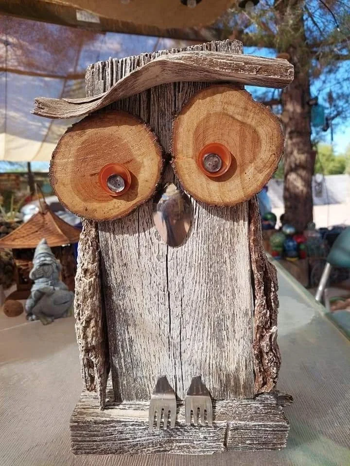Rustic Wood Owl Made from Scrap Wood Garden Art