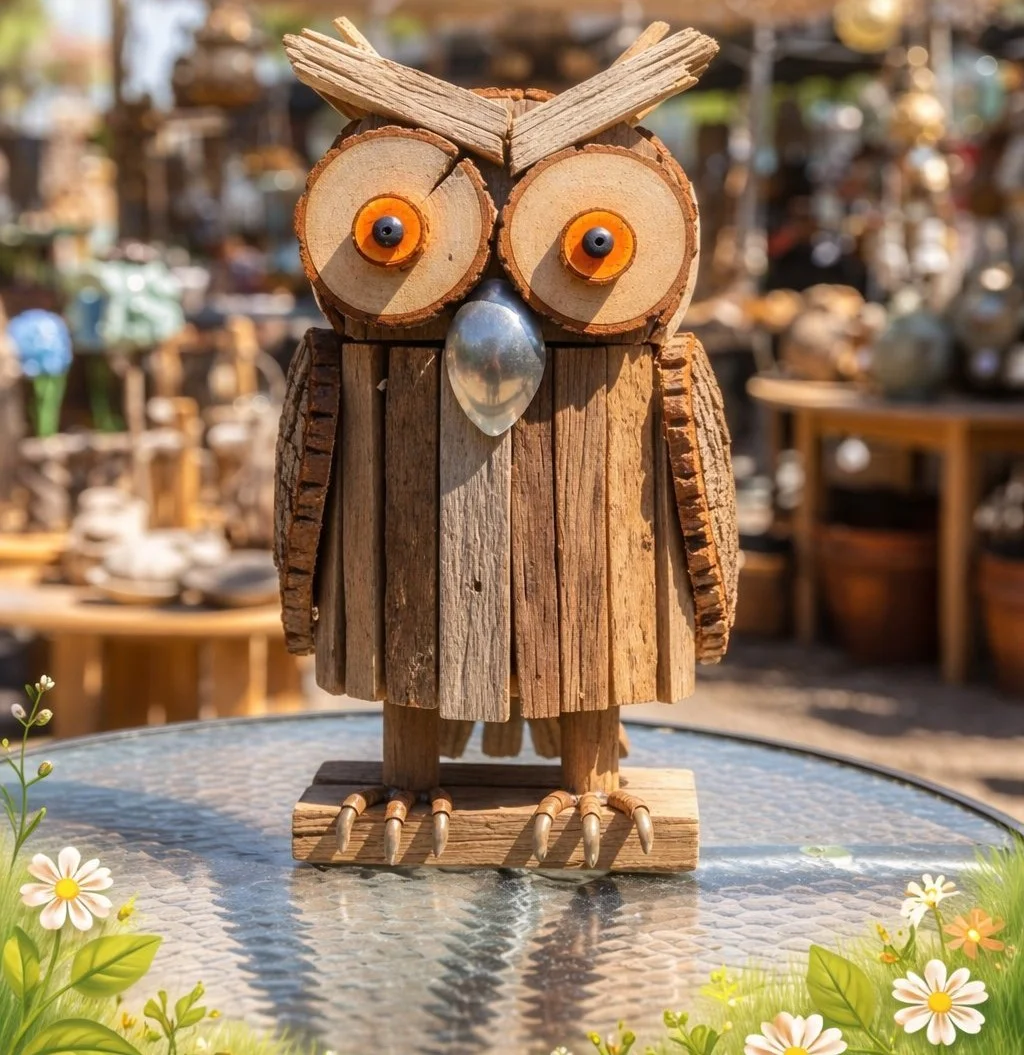 Rustic Wood Owl Made from Scrap Wood Garden Art