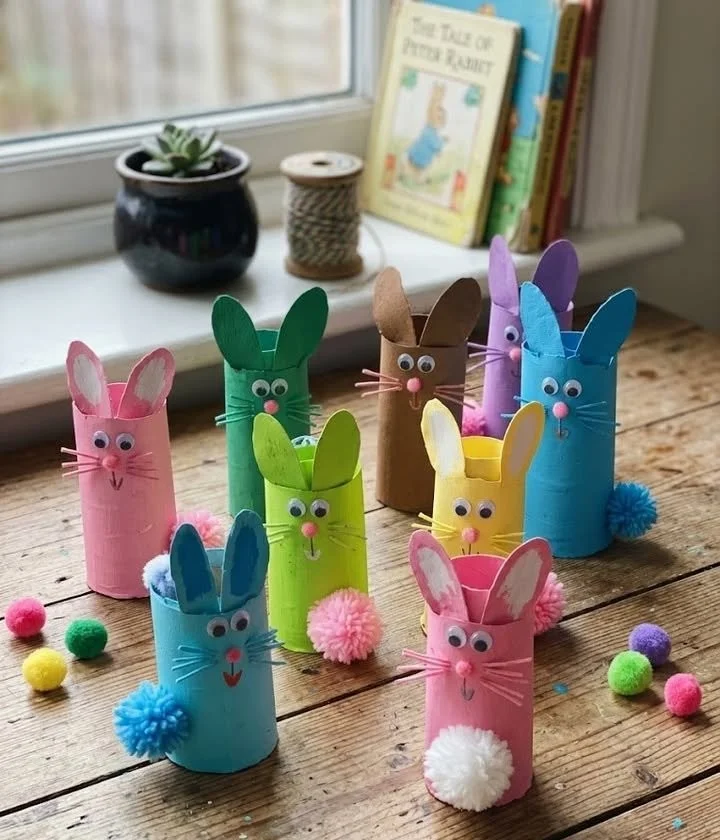 Upcycled Toilet Paper Roll Bunnies