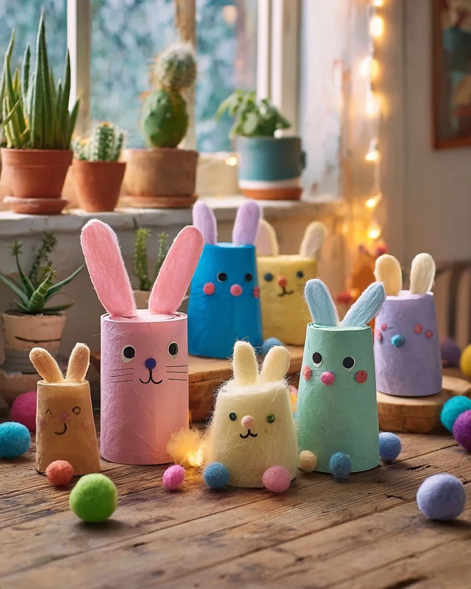 Upcycled Toilet Paper Roll Bunnies