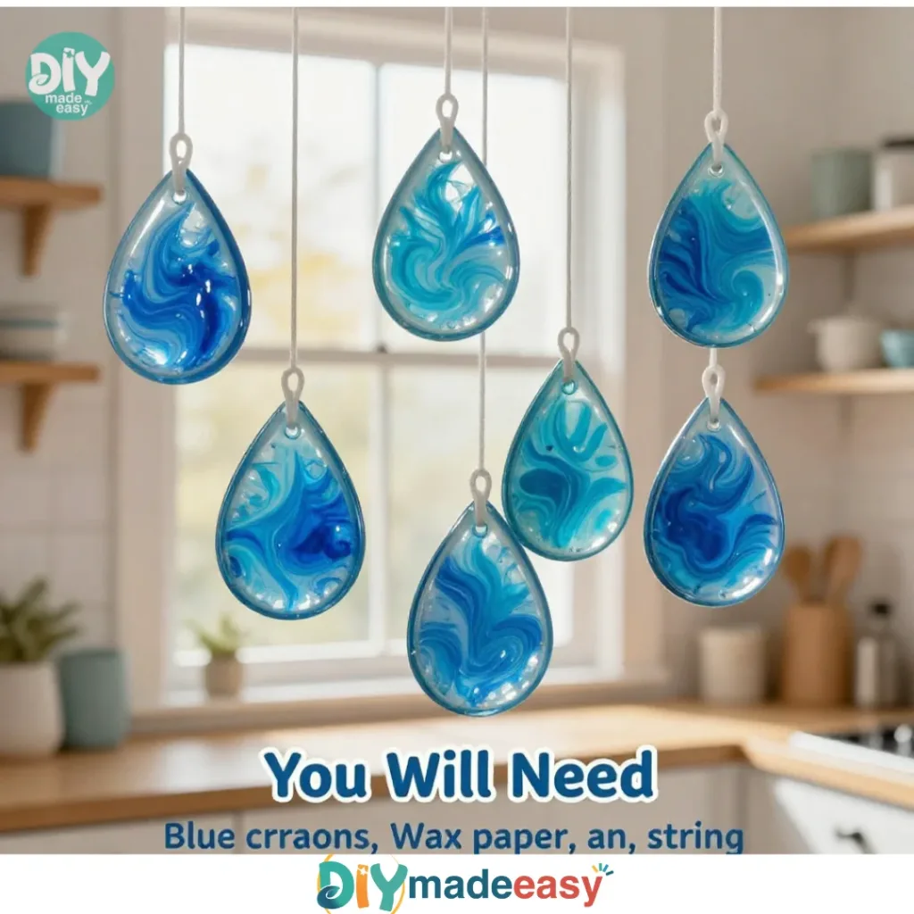 Beautiful blue suncatchers catching sunlight in a serene setting.