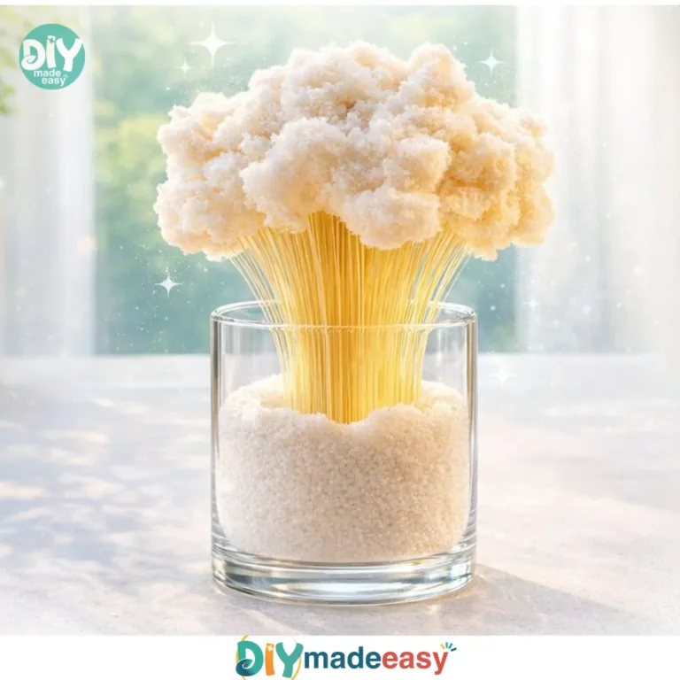 Child conducting a DIY salt volcano science experiment with erupting reactions.
