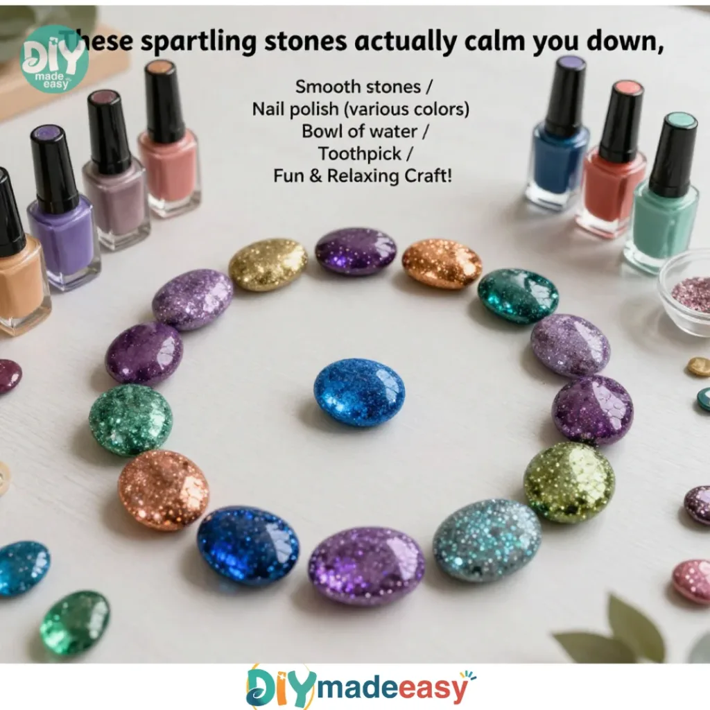 Colorful DIY sparkling stones for home decor and craft projects.