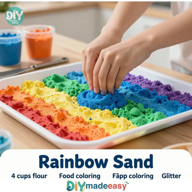 Vibrant grains of Rainbow Sand used in crafts and decorations