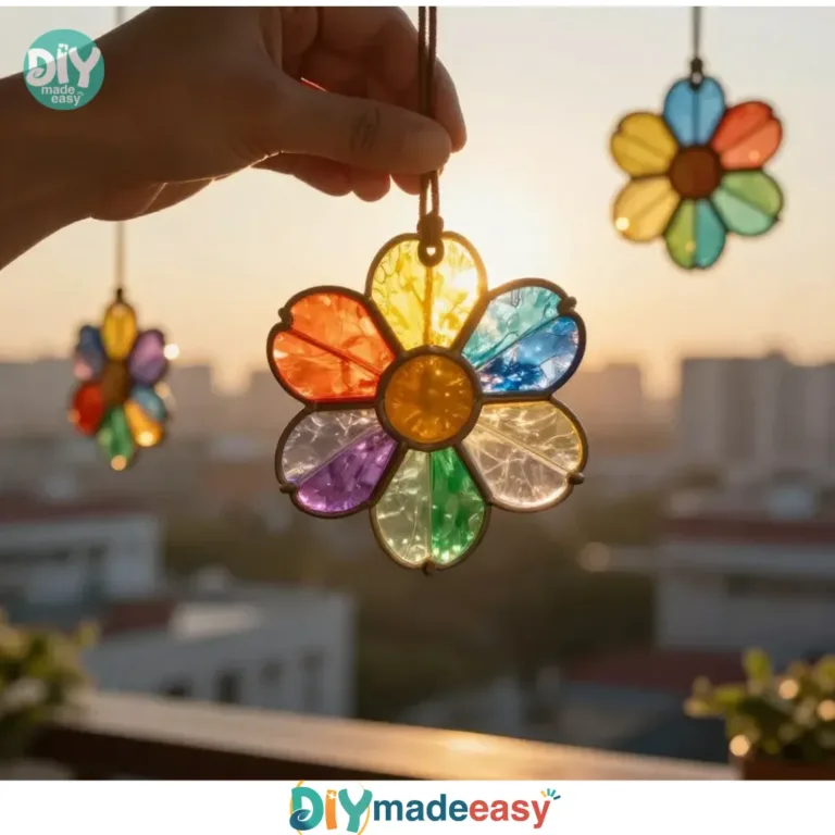 Glowing rainbow flowers made from broken crayons for colorful crafts
