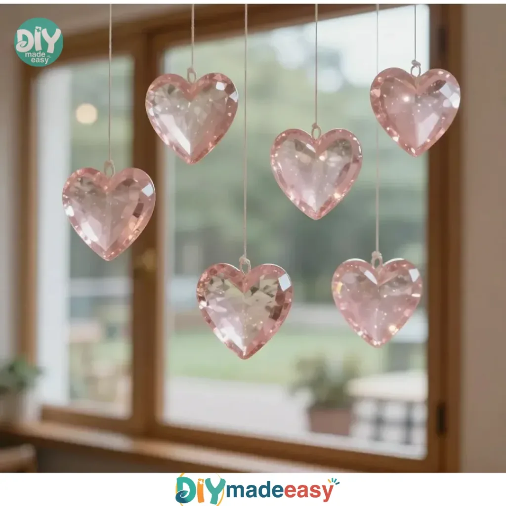 Beautiful Pink Crystal Heart ornaments for home decor and gifts.