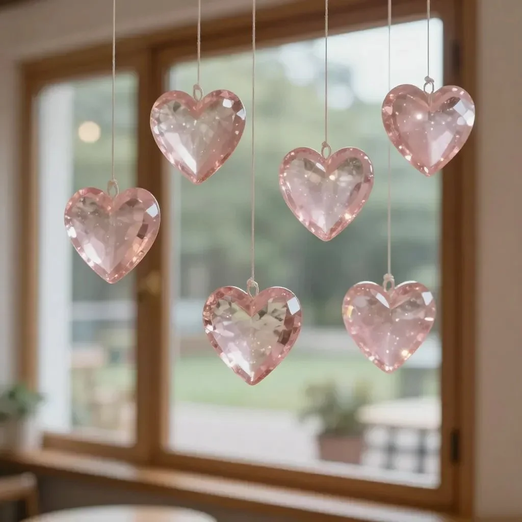 Pink Crystal Heart Ornaments