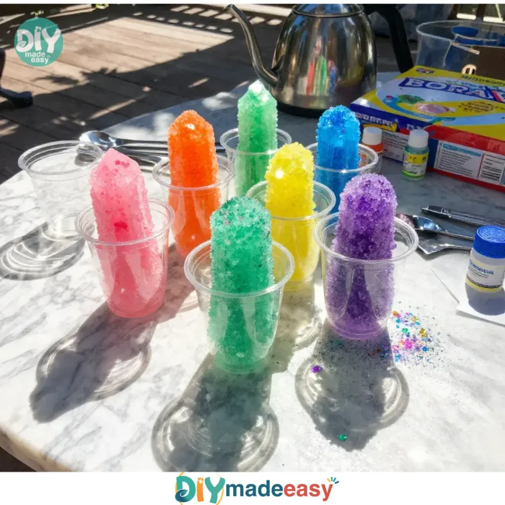 A collection of vibrant rainbow crystals showcasing their transformation overnight.