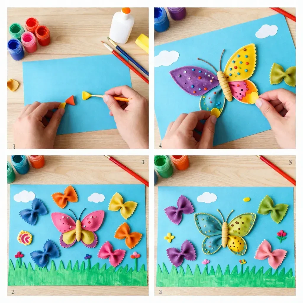 Colorful Pasta Butterflies