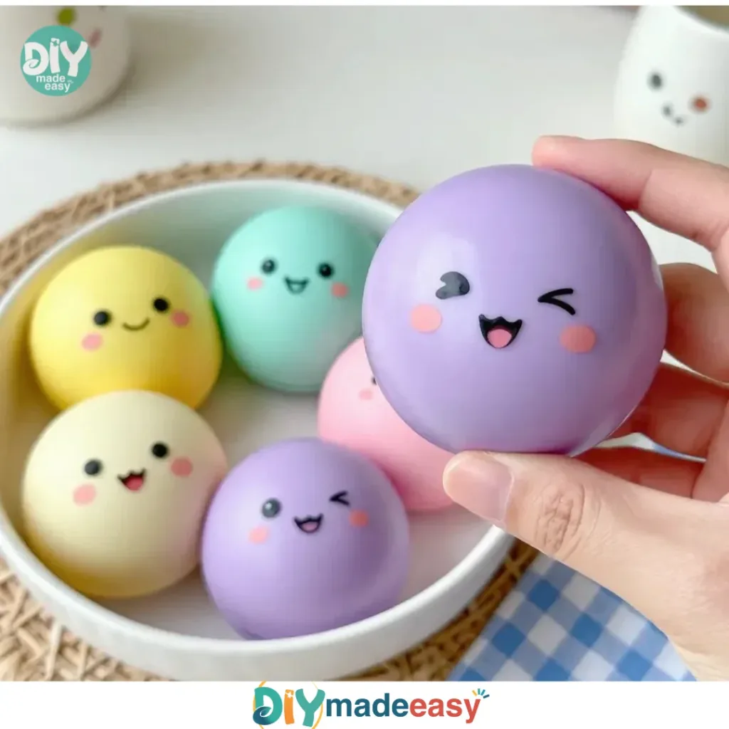 Colorful DIY stress balls made from balloons and flour for stress relief.