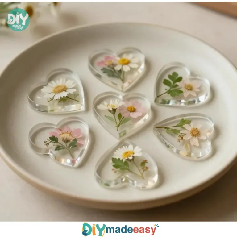 DIY cornstarch glass floral hearts and flowers for creative home decor