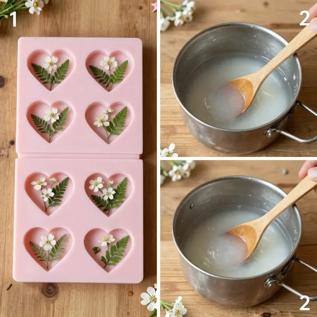 DIY Cornstarch Glass Floral Hearts and Flowers