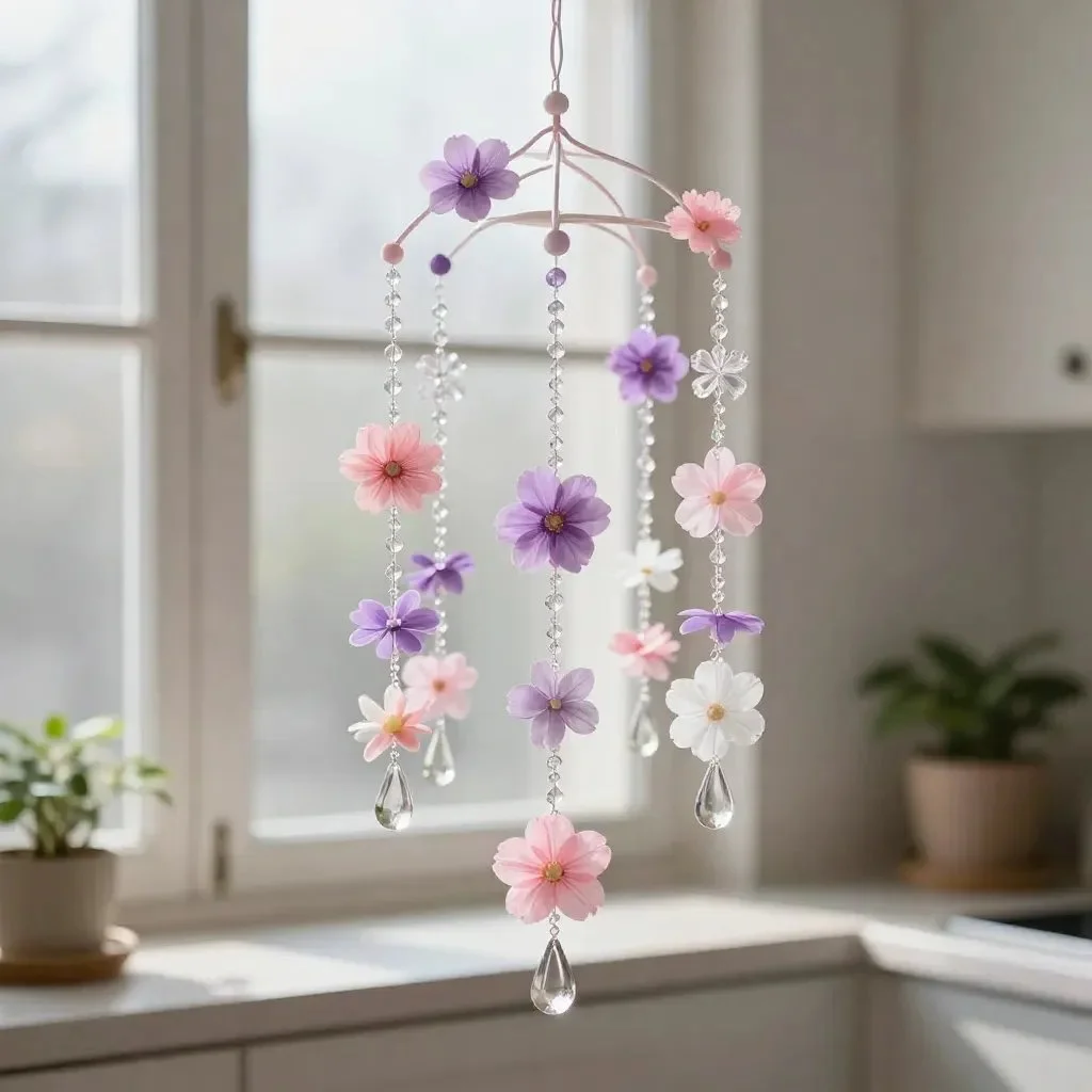 DIY Floral Spiral Crystal Wind Chime