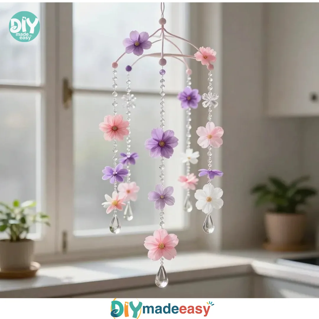 DIY Floral Spiral Crystal Wind Chime