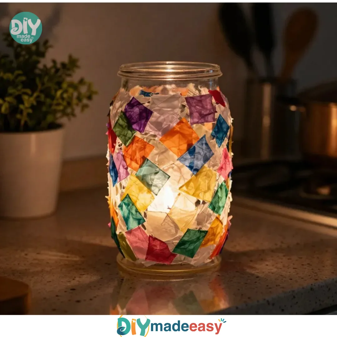 DIY Mosaic Milk Jug Lantern Cozy 25 DIY Mosaic Milk Jug Lantern Cozy