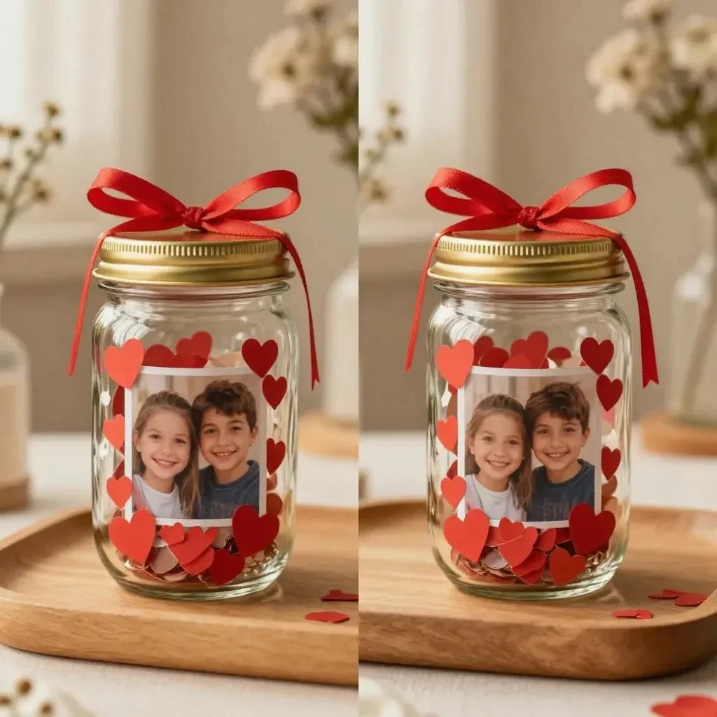 DIY Photo Glitter Snow Globe Jar