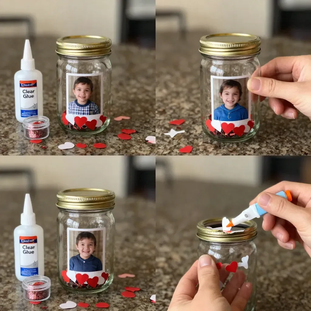 DIY Photo Glitter Snow Globe Jar