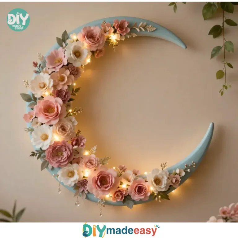 Floral crescent moon wall hanging decoration for home decor