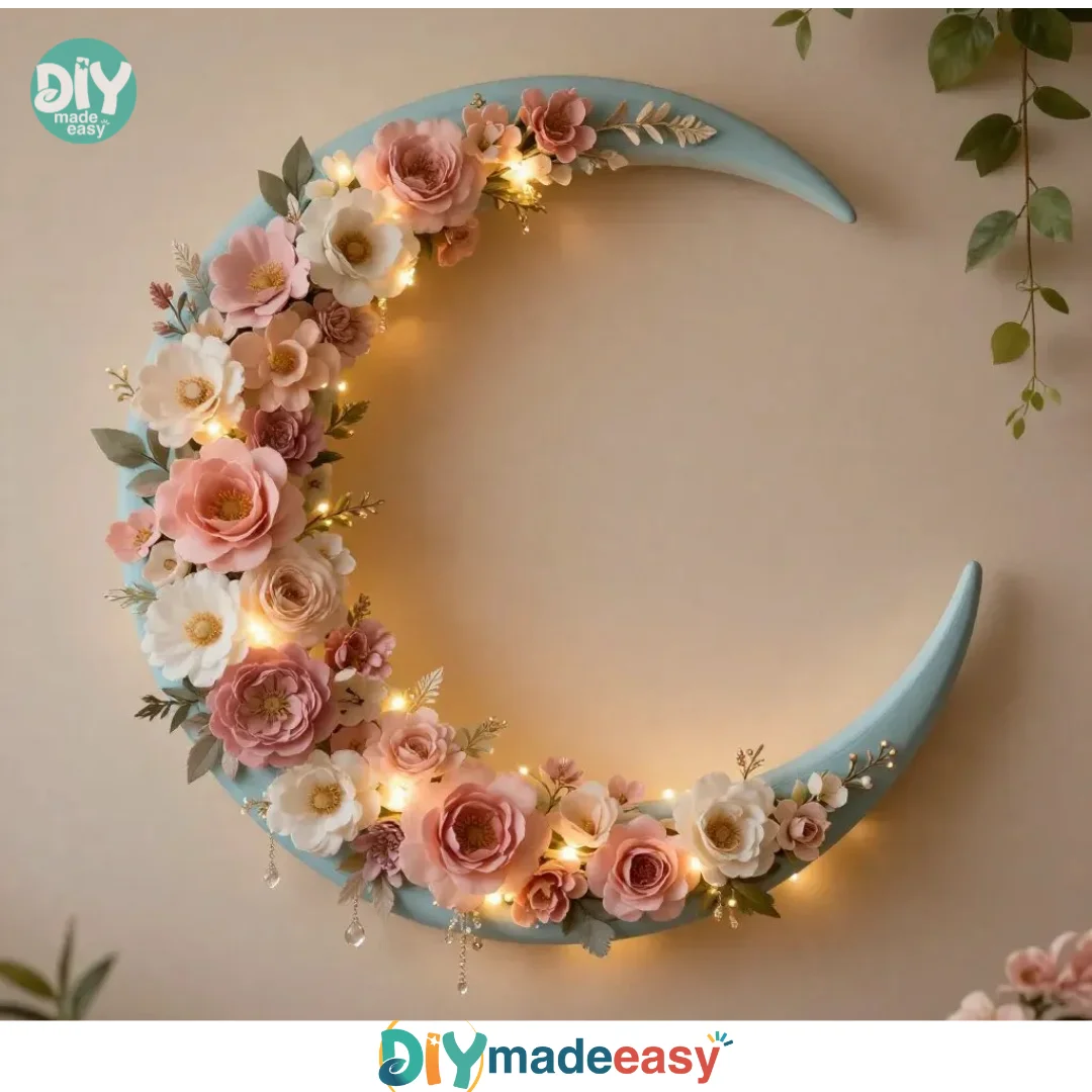 Floral Crescent Moon Wall Hanging 27 Floral Crescent Moon Wall Hanging