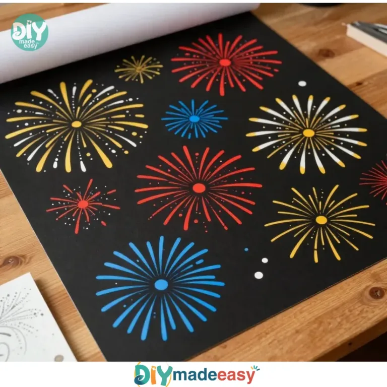 Colorful fly swatter firework prints for festive decoration and celebrations.