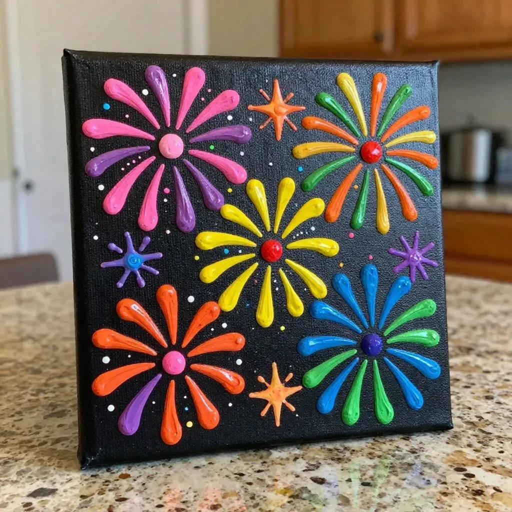 Neon Fireworks Art