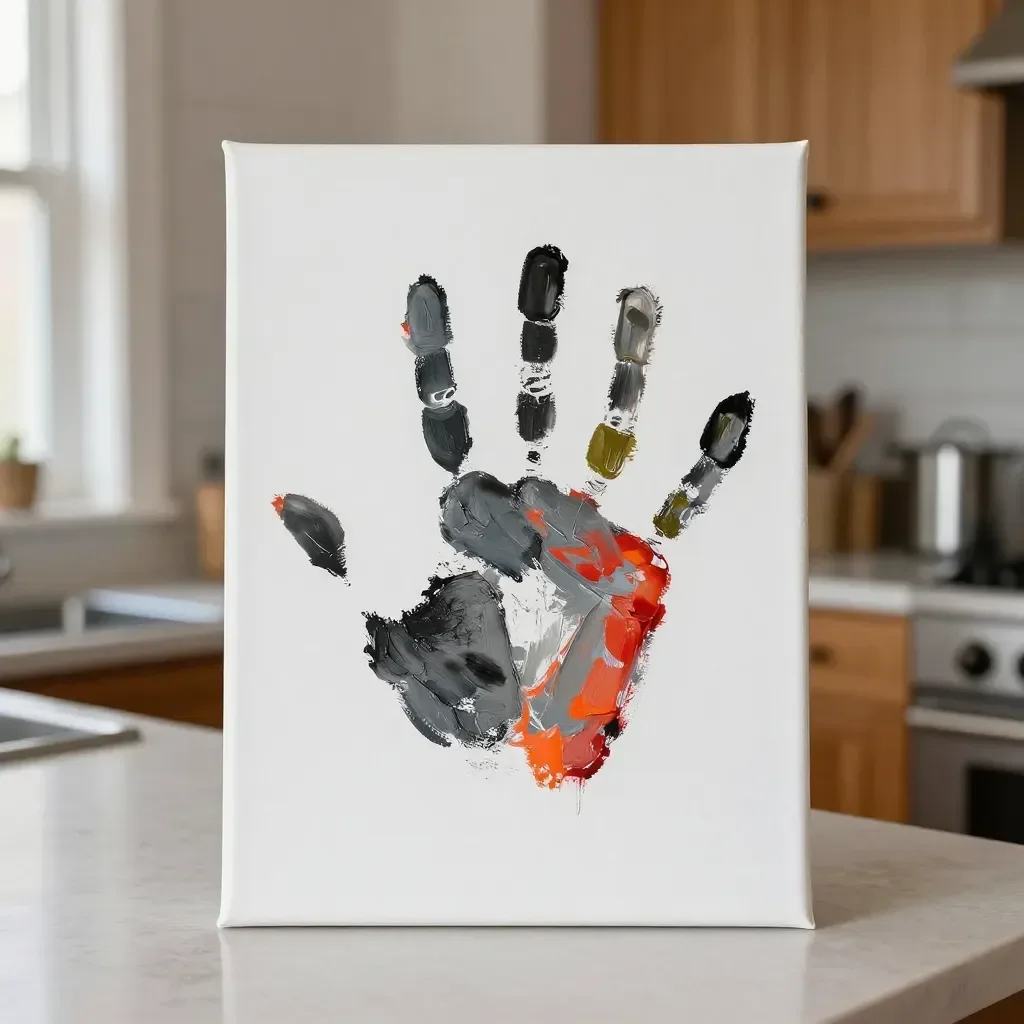 Children's bat handprint craft for Halloween decoration