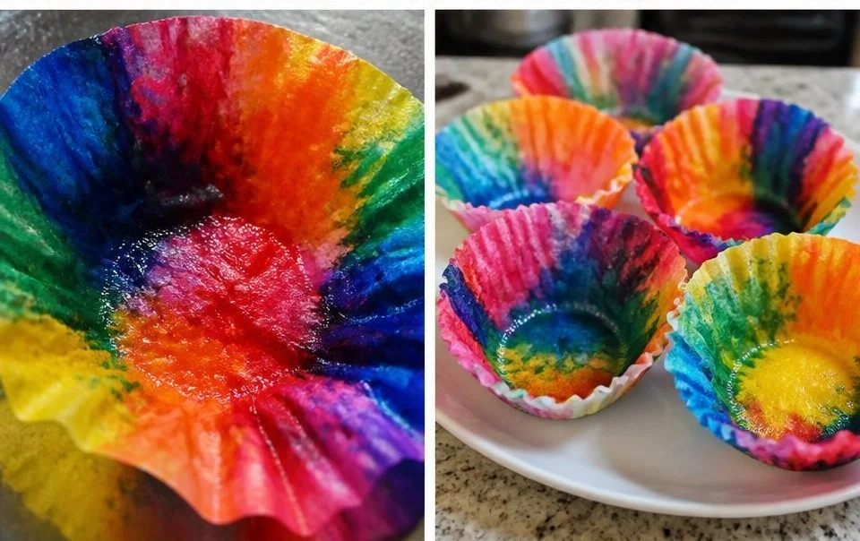 Colorful coffee filter fireworks art project for kids