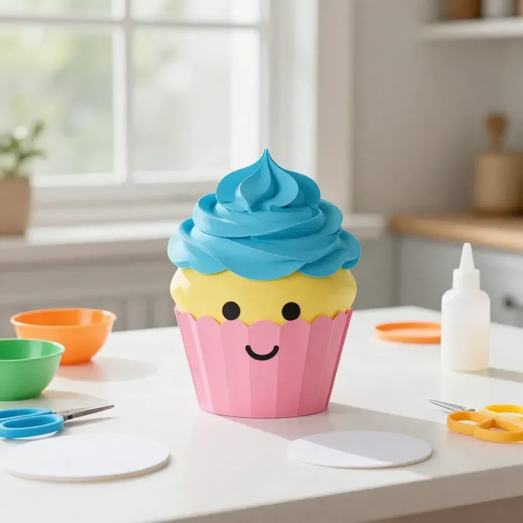 Colorful DIY cotton pad ice cream craft for kids.