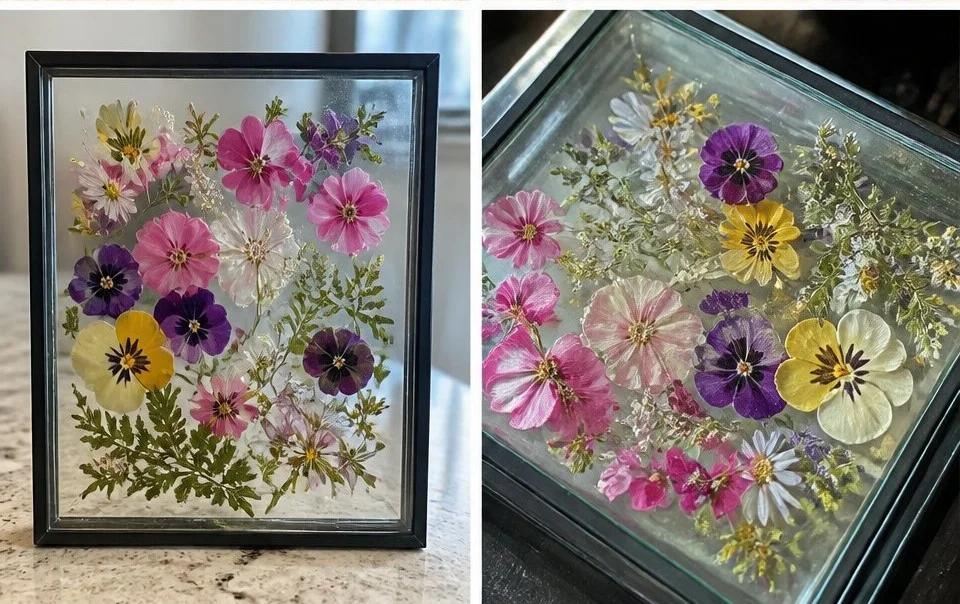 Elegant Floating Flower Frame showcasing beautiful flowers in a stylish display.