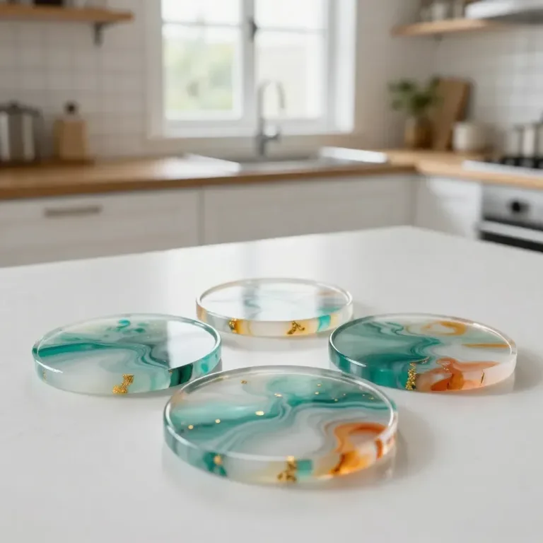 Gleaming metallic finish resin coaster for stylish home decor.