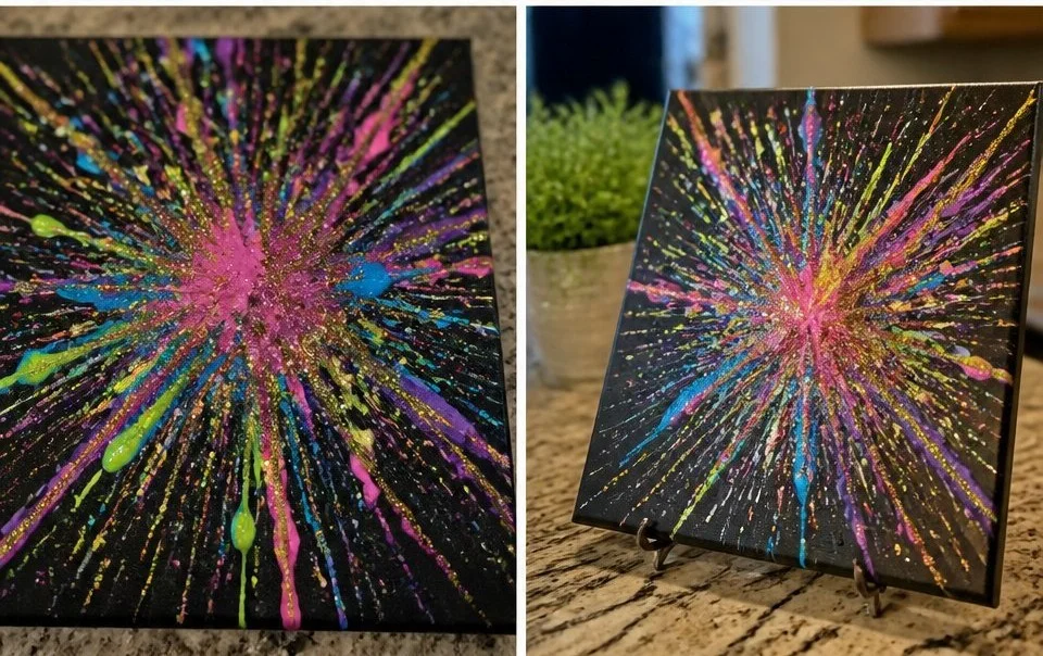 Stunning Glitter Firework Canvas art igniting the room with vibrant colors and sparkle.