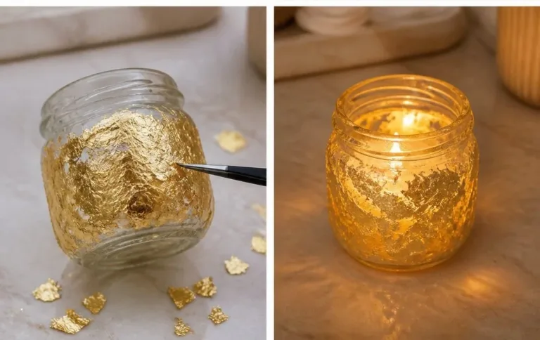 Home 36 Elegant gold leaf candle holder enhancing home decor
