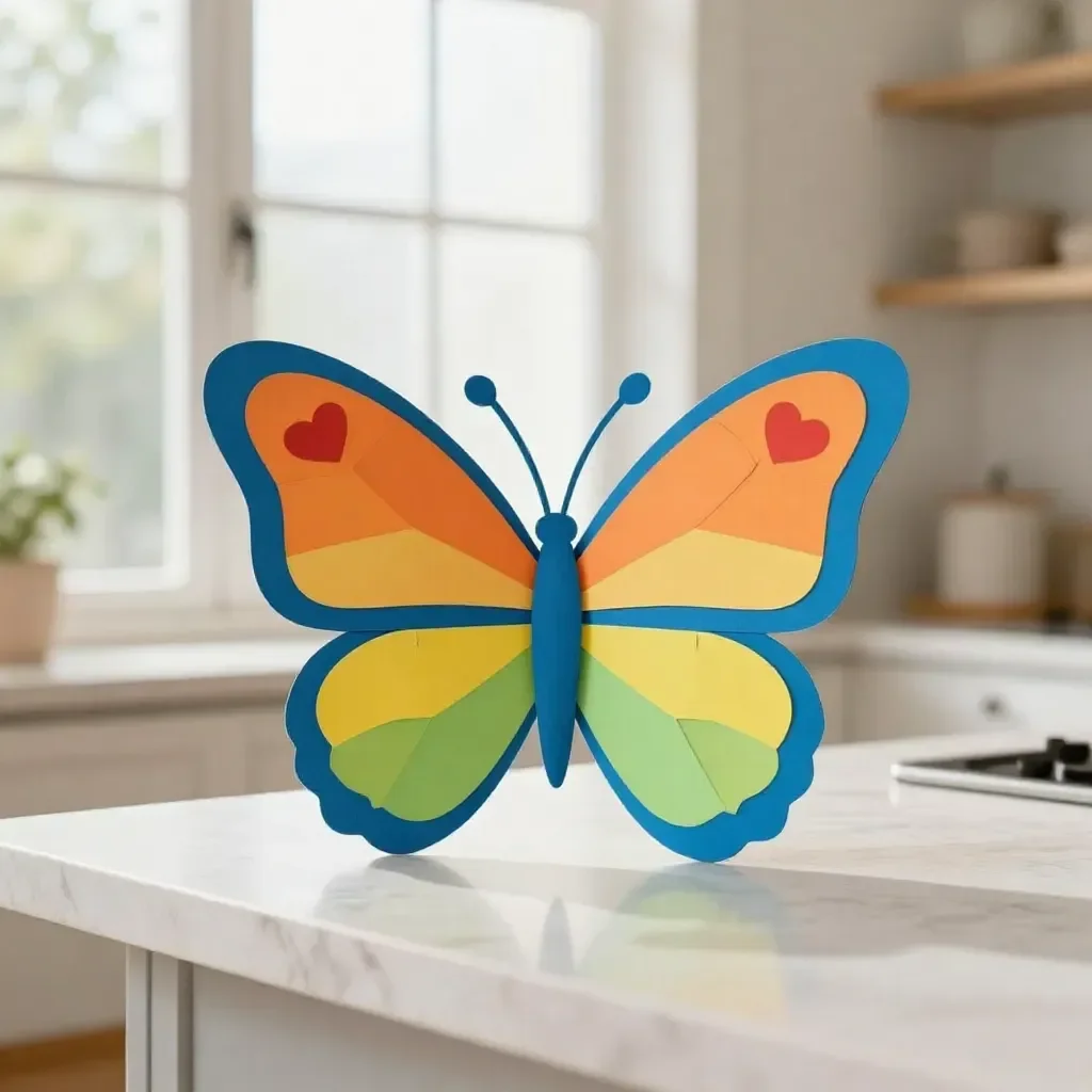 Colorful paper plate butterfly craft for kids