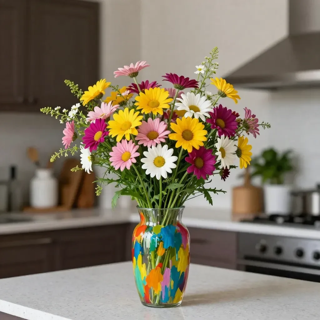 Colorful recycled bottle rainbow vase for eco-friendly home decor