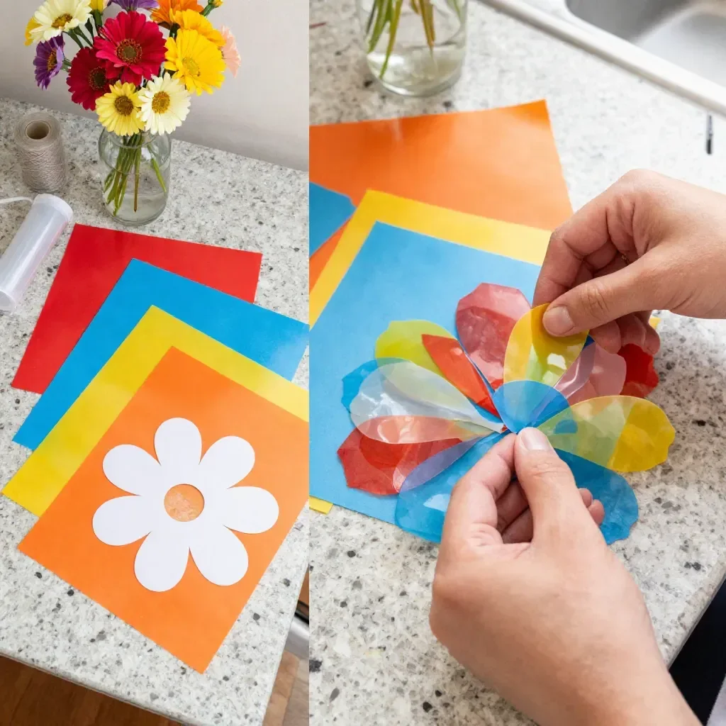Tissue Paper Flower Suncatcher 16 Tissue Paper Flower Suncatcher