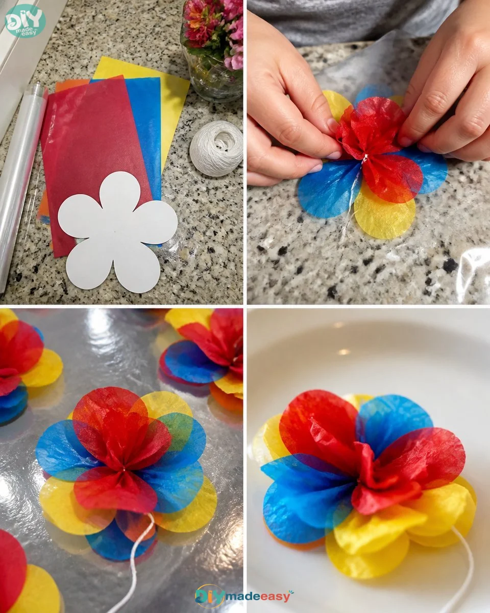 Tissue Paper Flower Suncatcher 18 Tissue Paper Flower Suncatcher